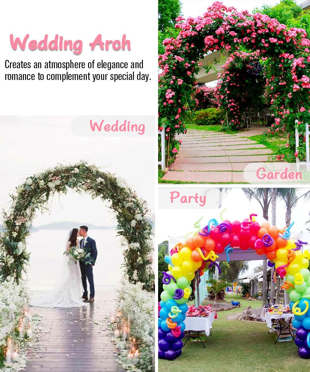 Metal Arch Backdrop Stand 8Ft Wide 7Ft High, Wedding Arch Frame for Wedding Decorations, Balloon Arch Stand with Base for Ceremony, Outdoor Garden Arch Trellis for Climbing Plants, Black