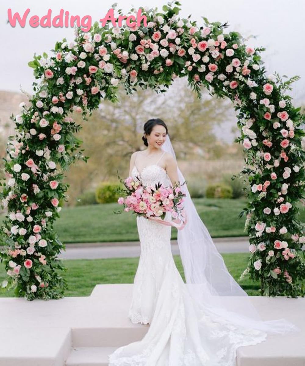 Metal Arch Backdrop Stand 8Ft Wide 7Ft High, Wedding Arch Frame for Wedding Decorations, Balloon Arch Stand with Base for Ceremony, Outdoor Garden Arch Trellis for Climbing Plants, Black