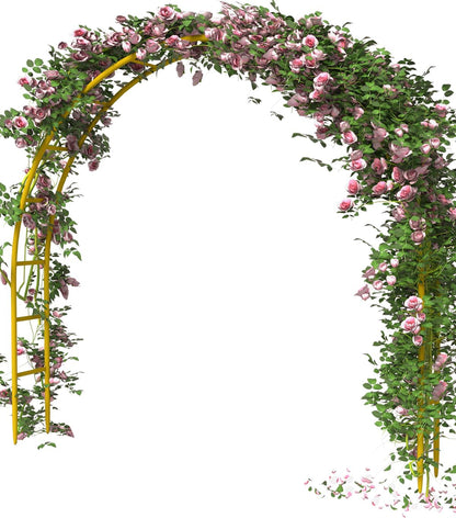 Metal Arch Backdrop Stand 8Ft Wide 7Ft High, Wedding Arch Frame for Wedding Decorations, Balloon Arch Stand with Base for Ceremony, Outdoor Garden Arch Trellis for Climbing Plants, Black