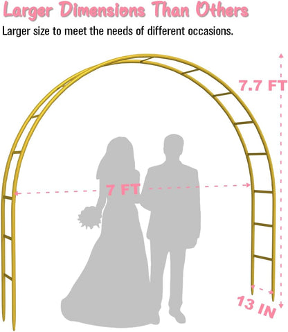 Metal Arch Backdrop Stand 8Ft Wide 7Ft High, Wedding Arch Frame for Wedding Decorations, Balloon Arch Stand with Base for Ceremony, Outdoor Garden Arch Trellis for Climbing Plants, Black