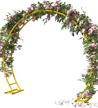 Metal Arch Backdrop Stand 8Ft Wide 7Ft High, Wedding Arch Frame for Wedding Decorations, Balloon Arch Stand with Base for Ceremony, Outdoor Garden Arch Trellis for Climbing Plants, Black