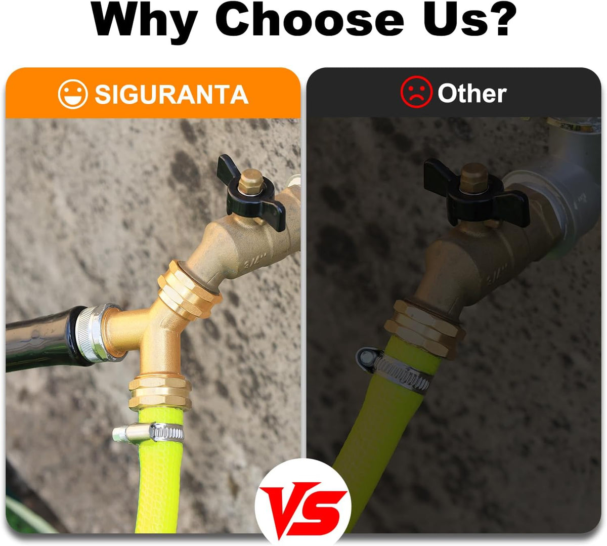 Garden hose splitter, Brass Y-Type Unrestricted Flow Fitting, Garden Faucet splitter (2-way full flow 2Pcs)