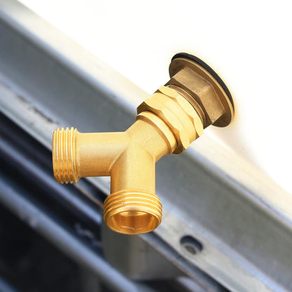 Garden hose splitter, Brass Y-Type Unrestricted Flow Fitting, Garden Faucet splitter (2-way full flow 2Pcs)