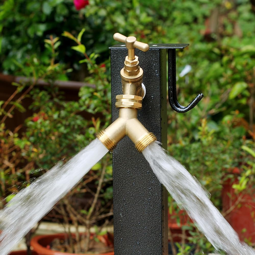 Garden hose splitter, Brass Y-Type Unrestricted Flow Fitting, Garden Faucet splitter (2-way full flow 2Pcs)