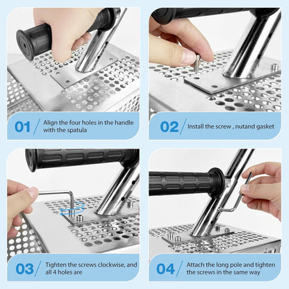 Sand Flea Rake - 51" Long Handle Sand Scoop - Detection Tool with Anti Slip Handle Heavy Duty Stainless Steel Metal Detecting Sand Scoop with Long Handle Ideal for Underwater Treasure Hunting