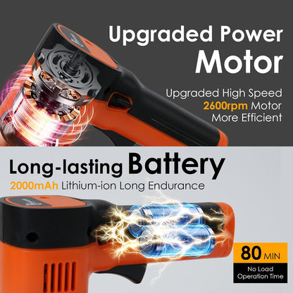 12V Cordless Hedge Trimmer & Grass Shear, 2-in-1 Electric Handheld Shrubbery Trimmer with Battery and Charger Included, Lightweight Garden Bush Cutter for Lawn & Yard Maintenance(Orange)