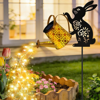 Solar Lights Outdoor,Watering Can with Dog Silhouette Stake
