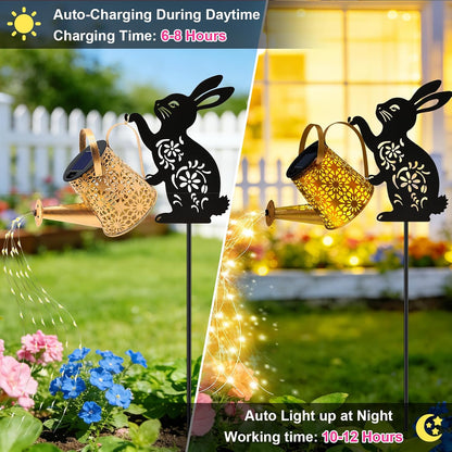 Solar Lights Outdoor,Watering Can with Dog Silhouette Stake
