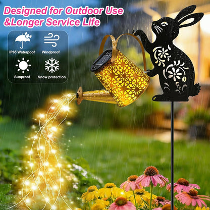 Solar Lights Outdoor,Watering Can with Dog Silhouette Stake