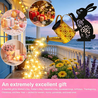 Solar Lights Outdoor,Watering Can with Dog Silhouette Stake
