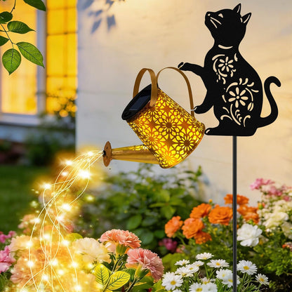 Solar Lights Outdoor,Watering Can with Dog Silhouette Stake