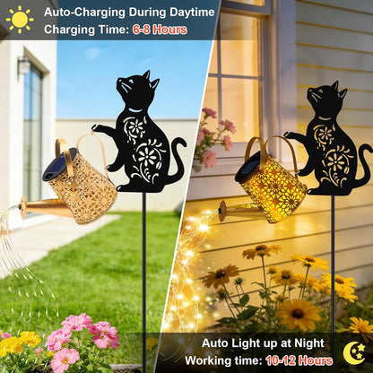 Solar Lights Outdoor,Watering Can with Dog Silhouette Stake