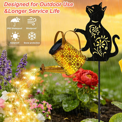 Solar Lights Outdoor,Watering Can with Dog Silhouette Stake