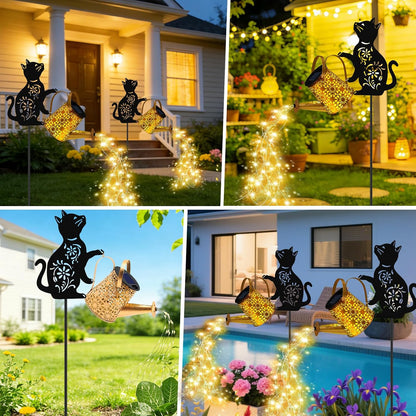 Solar Lights Outdoor,Watering Can with Dog Silhouette Stake