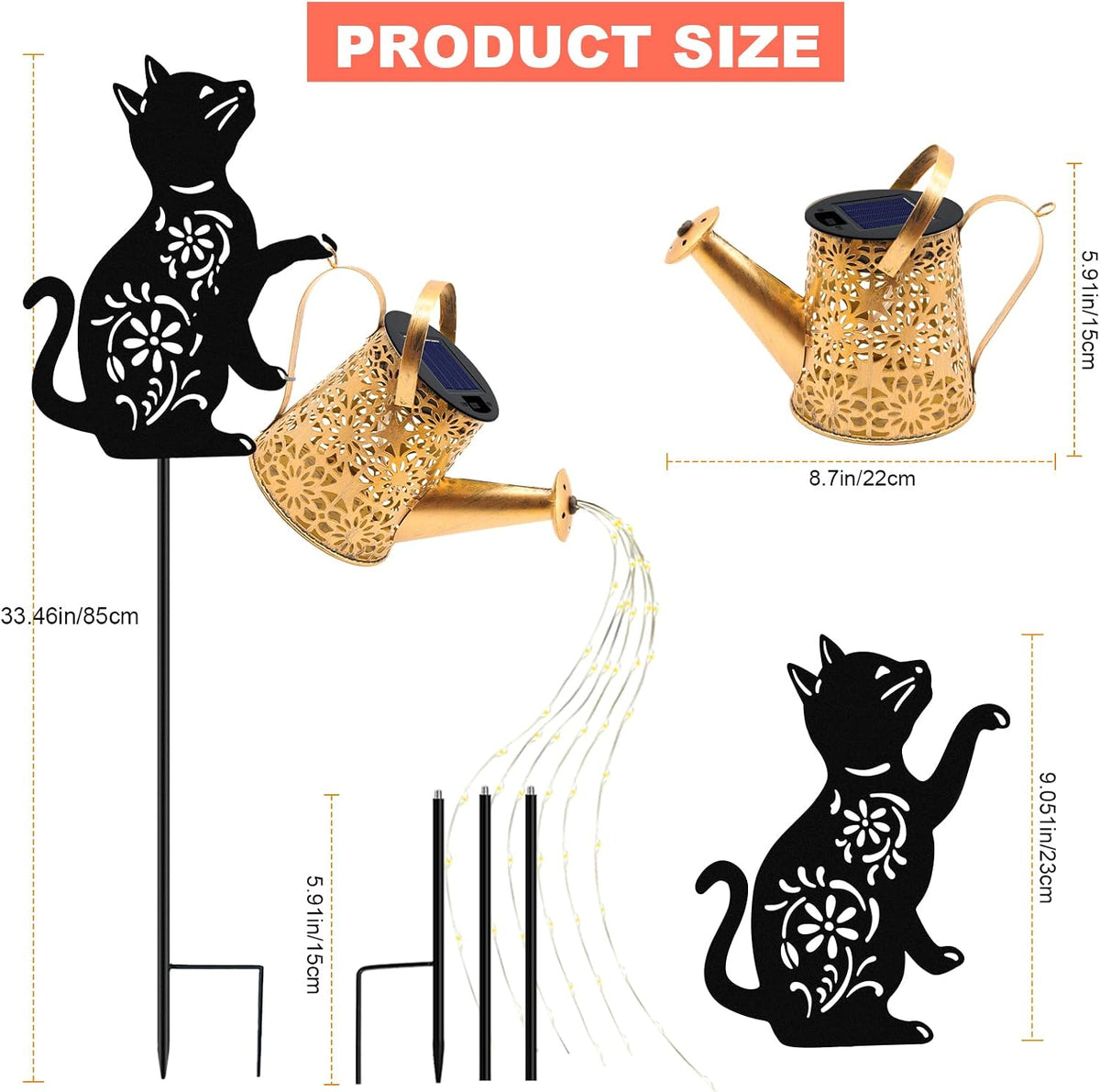 Solar Lights Outdoor,Watering Can with Dog Silhouette Stake