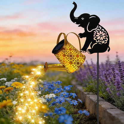 Solar Lights Outdoor,Watering Can with Dog Silhouette Stake