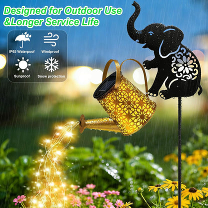Solar Lights Outdoor,Watering Can with Dog Silhouette Stake