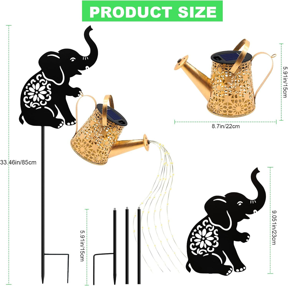 Solar Lights Outdoor,Watering Can with Dog Silhouette Stake