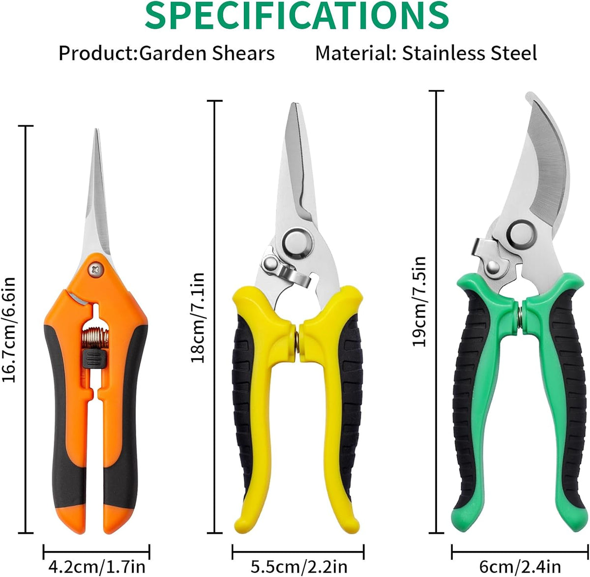 Garden Pruning Shears 3 Pack Gardening Shears Garden Scissors Stainless Steel Plant Flower Scissors Clippers Pruning Shears tijeras de jardinería