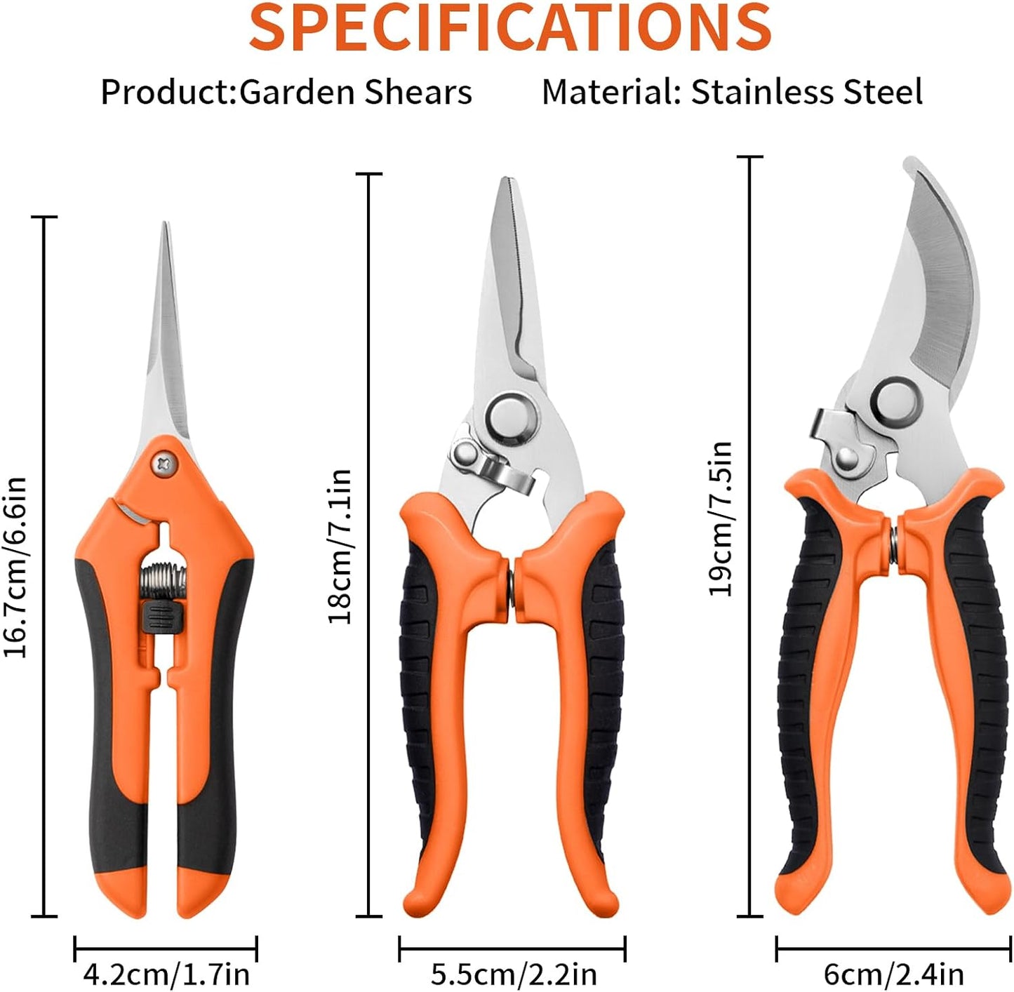Garden Pruning Shears 3 Pack Gardening Shears Garden Scissors Stainless Steel Plant Flower Scissors Clippers Pruning Shears tijeras de jardinería