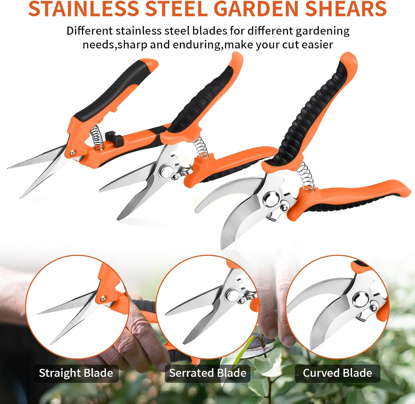 Garden Pruning Shears 3 Pack Gardening Shears Garden Scissors Stainless Steel Plant Flower Scissors Clippers Pruning Shears tijeras de jardinería