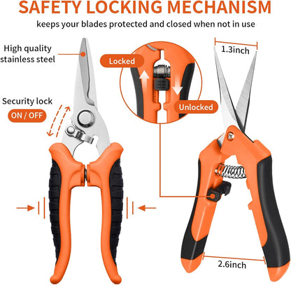 Garden Pruning Shears 3 Pack Gardening Shears Garden Scissors Stainless Steel Plant Flower Scissors Clippers Pruning Shears tijeras de jardinería