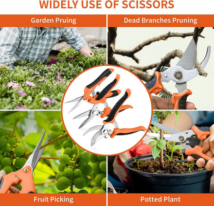 Garden Pruning Shears 3 Pack Gardening Shears Garden Scissors Stainless Steel Plant Flower Scissors Clippers Pruning Shears tijeras de jardinería