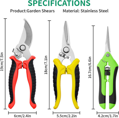 Garden Pruning Shears 3 Pack Gardening Shears Garden Scissors Stainless Steel Plant Flower Scissors Clippers Pruning Shears tijeras de jardinería