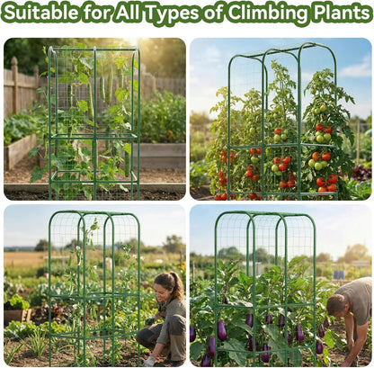 62" Tall Cucumber Trellis for Raised Bed, Garden Trellis for Climbing Plants Outdoor, U-Shape Metal Arch Vegetables Trellis Plant Support for Zucchini Squash Vines