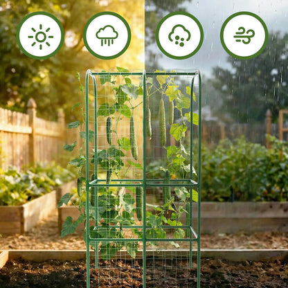62" Tall Cucumber Trellis for Raised Bed, Garden Trellis for Climbing Plants Outdoor, U-Shape Metal Arch Vegetables Trellis Plant Support for Zucchini Squash Vines