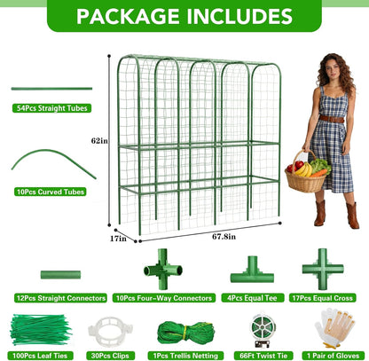 62" Tall Cucumber Trellis for Raised Bed, Garden Trellis for Climbing Plants Outdoor, U-Shape Metal Arch Vegetables Trellis Plant Support for Zucchini Squash Vines