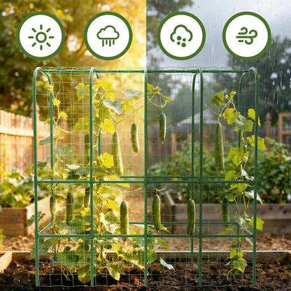 62" Tall Cucumber Trellis for Raised Bed, Garden Trellis for Climbing Plants Outdoor, U-Shape Metal Arch Vegetables Trellis Plant Support for Zucchini Squash Vines