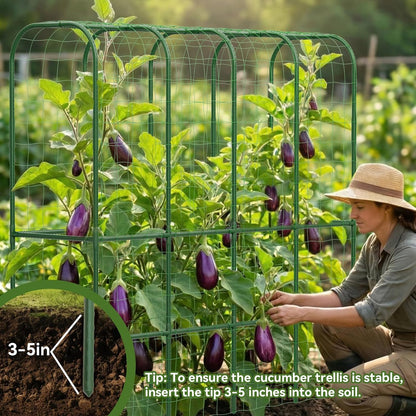 62" Tall Cucumber Trellis for Raised Bed, Garden Trellis for Climbing Plants Outdoor, U-Shape Metal Arch Vegetables Trellis Plant Support for Zucchini Squash Vines