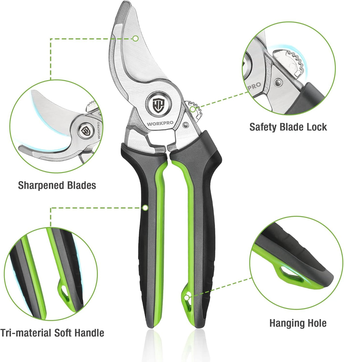 Garden Bypass Pruning Shears, 8.5" Pruning Scissors