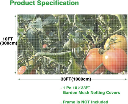 Garden Netting 10x33ft - Ultra Fine Mesh Insect Bug Screen Barrier