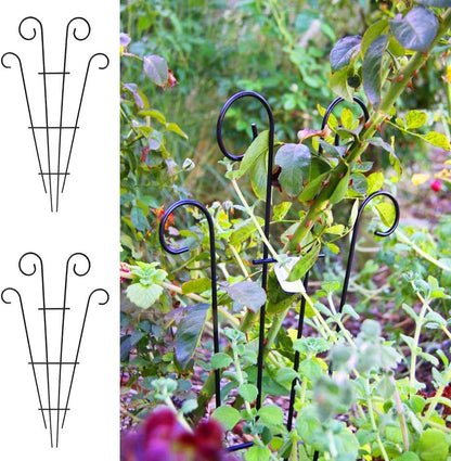 2 Pack Black Coated Wave Pot Trellis 23'' Stakes for Climbing Plants Patio Plant Support for Outdoor,Rose, Vegetable Flower, Backyard