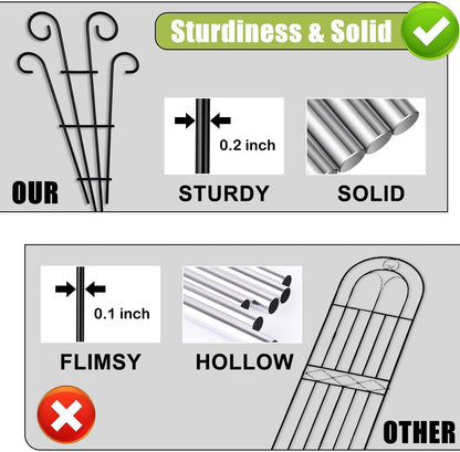2 Pack Black Coated Wave Pot Trellis 23'' Stakes for Climbing Plants Patio Plant Support for Outdoor,Rose, Vegetable Flower, Backyard