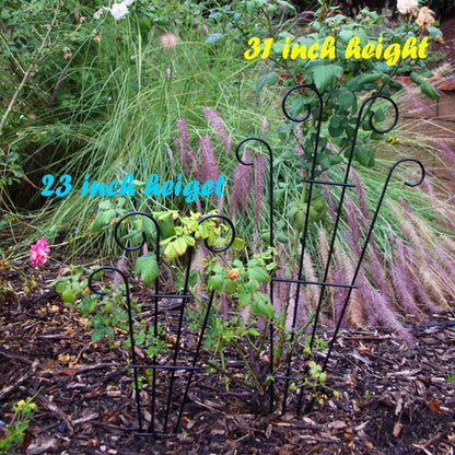 2 Pack Black Coated Wave Pot Trellis 23'' Stakes for Climbing Plants Patio Plant Support for Outdoor,Rose, Vegetable Flower, Backyard
