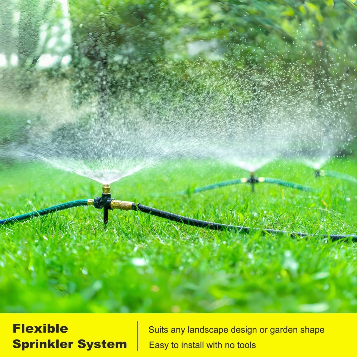 Above Ground Irrigation Garden Sprinkler System, Metal Adjustable Garden Sprinkler Set, 360 Degree Large Area Coverage Irrigation Kit for Lawn, Patio, Flower Bed & Garden