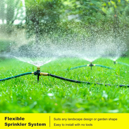 Above Ground Irrigation Garden Sprinkler System, Metal Adjustable Garden Sprinkler Set, 360 Degree Large Area Coverage Irrigation Kit for Lawn, Patio, Flower Bed & Garden