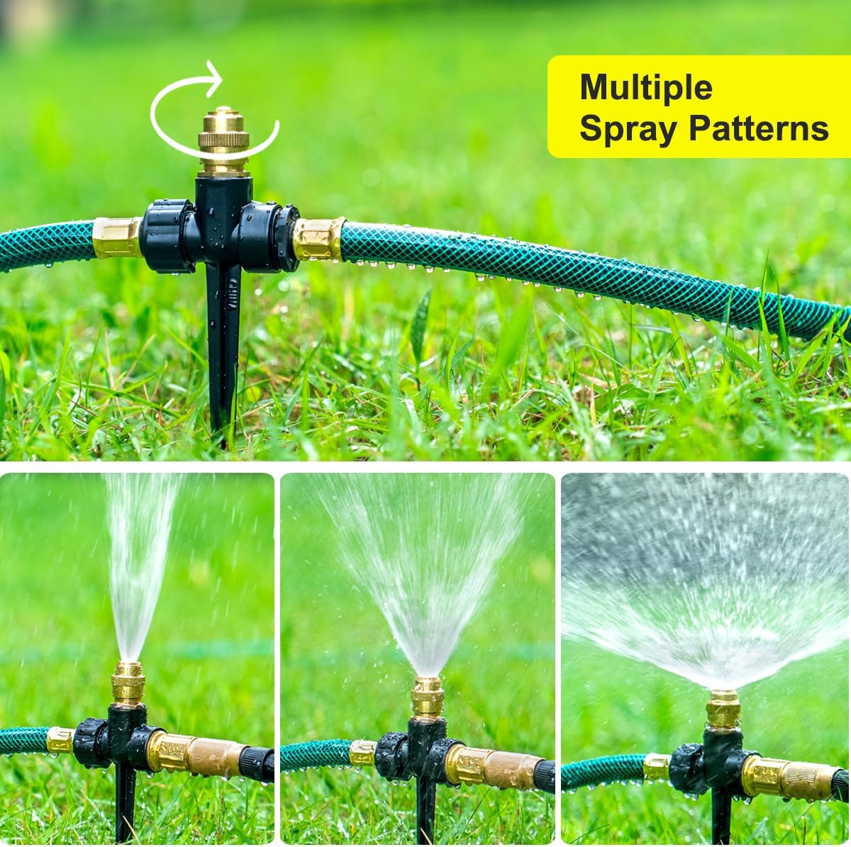 Above Ground Irrigation Garden Sprinkler System, Metal Adjustable Garden Sprinkler Set, 360 Degree Large Area Coverage Irrigation Kit for Lawn, Patio, Flower Bed & Garden