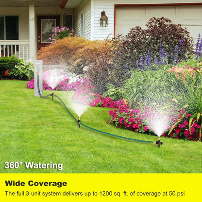Above Ground Irrigation Garden Sprinkler System, Metal Adjustable Garden Sprinkler Set, 360 Degree Large Area Coverage Irrigation Kit for Lawn, Patio, Flower Bed & Garden
