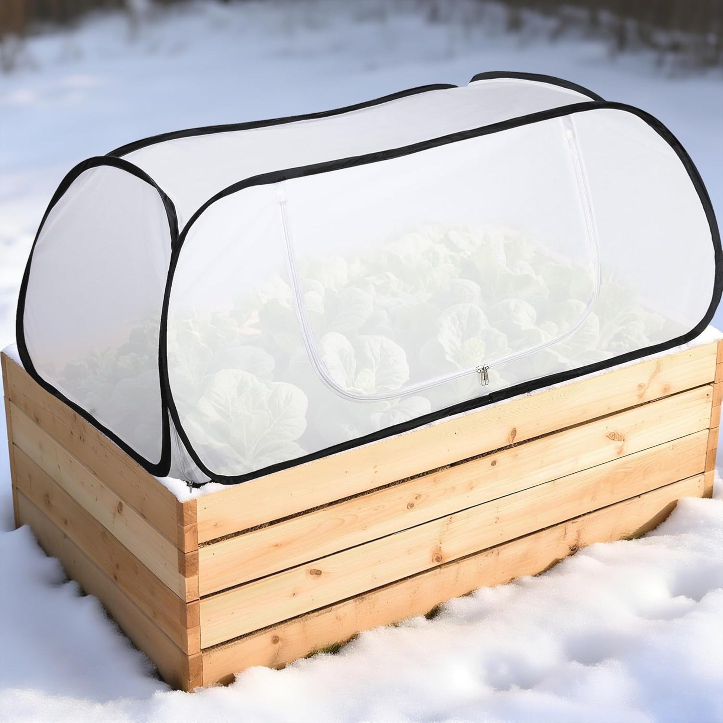 2 Pcs Pop Up Winter Garden Rows Plant Covers, 45" x 22" x 16" Raised Garden Beds Vegetable Rows Cold-proof Plant Protector, Freeze Protection Raised Bed Cover Accelerator for Snow Frost Protection