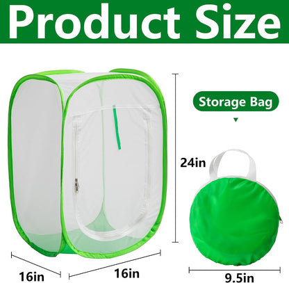 16" x 16" x 24" Pop Up Garden Mesh Plant Cover, Plant Protectors Mesh Plant Enclosure, Garden Net Cage Pest Protection Guard Tent with Storage Bag for Protect Plant Vegetable Fruit from Birds Insects