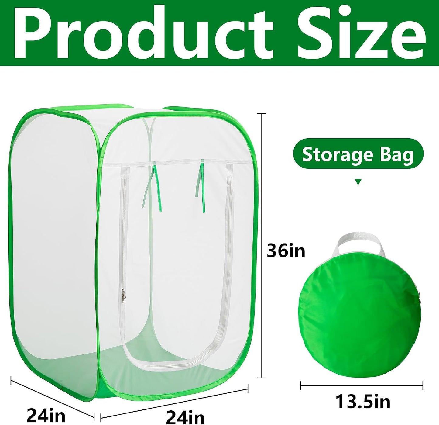 16" x 16" x 24" Pop Up Garden Mesh Plant Cover, Plant Protectors Mesh Plant Enclosure, Garden Net Cage Pest Protection Guard Tent with Storage Bag for Protect Plant Vegetable Fruit from Birds Insects