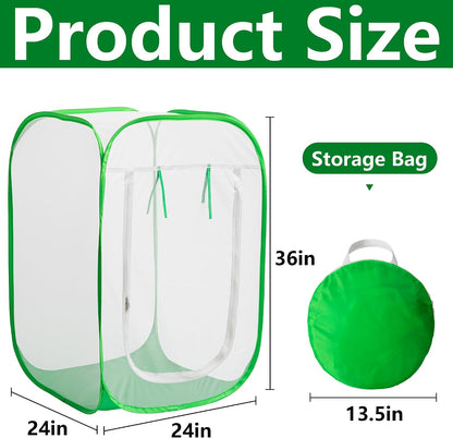 16" x 16" x 24" Pop Up Garden Mesh Plant Cover, Plant Protectors Mesh Plant Enclosure, Garden Net Cage Pest Protection Guard Tent with Storage Bag for Protect Plant Vegetable Fruit from Birds Insects