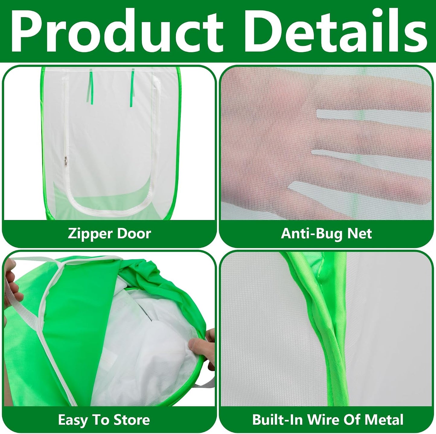 16" x 16" x 24" Pop Up Garden Mesh Plant Cover, Plant Protectors Mesh Plant Enclosure, Garden Net Cage Pest Protection Guard Tent with Storage Bag for Protect Plant Vegetable Fruit from Birds Insects