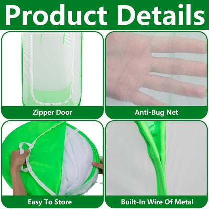 16" x 16" x 24" Pop Up Garden Mesh Plant Cover, Plant Protectors Mesh Plant Enclosure, Garden Net Cage Pest Protection Guard Tent with Storage Bag for Protect Plant Vegetable Fruit from Birds Insects
