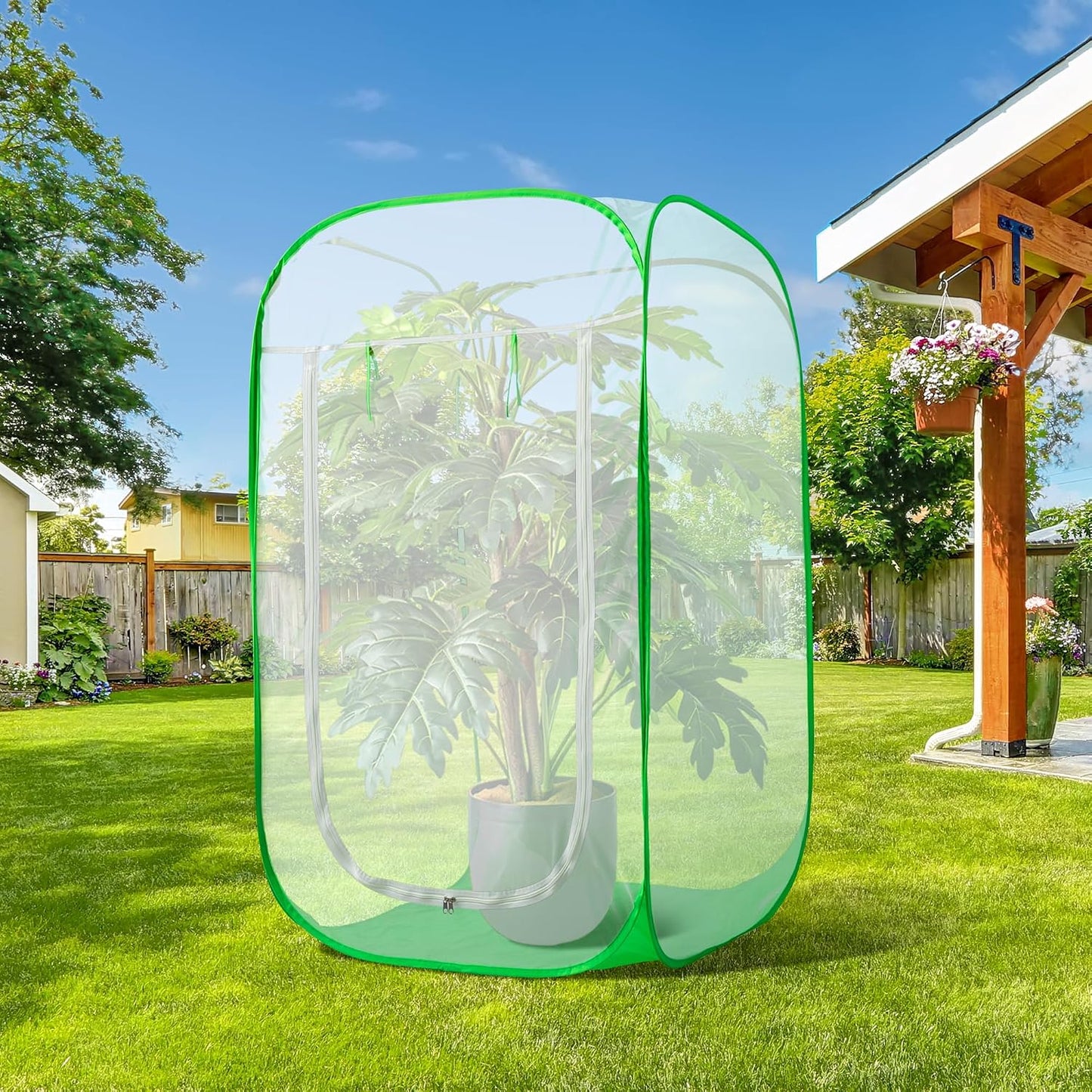 16" x 16" x 24" Pop Up Garden Mesh Plant Cover, Plant Protectors Mesh Plant Enclosure, Garden Net Cage Pest Protection Guard Tent with Storage Bag for Protect Plant Vegetable Fruit from Birds Insects