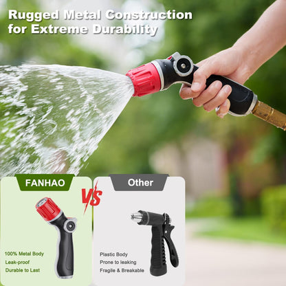 Upgraded Metal Garden Hose Nozzle Heavy Duty, 30% Higher Water Flow